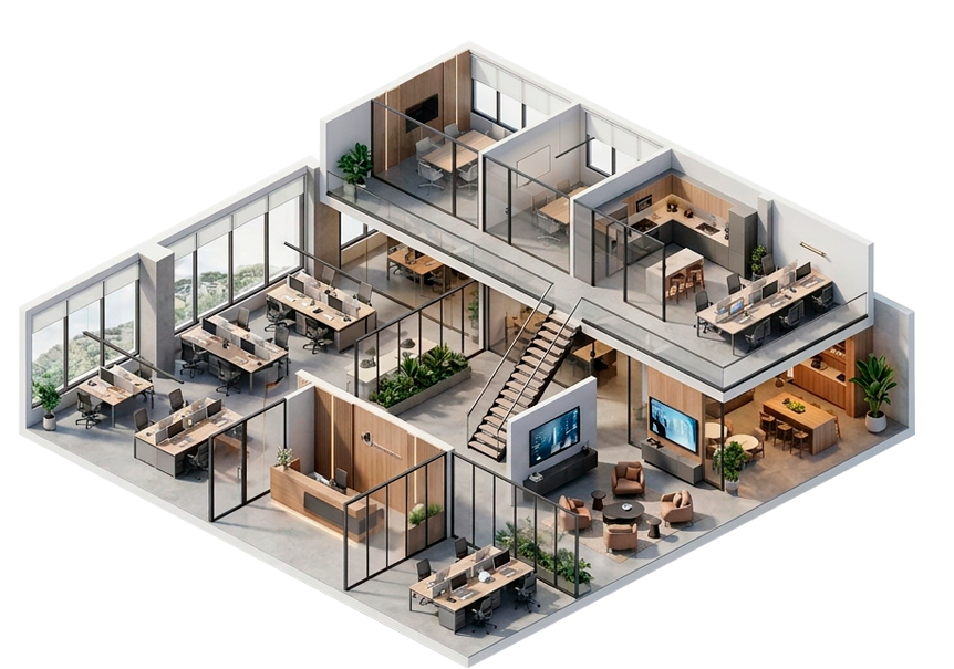 Render isométrico Maketa Studio